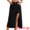 Black, variant on Women's Long Denim Spring Slit Midi Jean Skirts Large Dark Blue