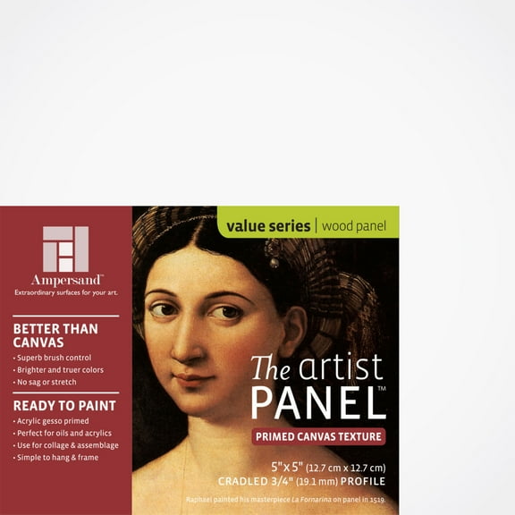 Ampersand Value Series Artist Panel - Textured, 5" x 5", 3/4" Cradle