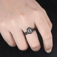 thumbnail image 2 of Oval Cut Diamond Engagement Ring Set- Black Diamond Halo Ring in 14K Black Gold Vermeil Bridal Ring Set, 2 of 6