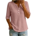 thumbnail image 2 of Neewe Womens Plain V Neck Button Dressy Casual Summer Short Sleeve Button Down Shirts Business Work Tops, 2 of 6