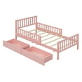thumbnail image 4 of Twin Size Platform Bed for Kids, Wood Bed Frame with Guardrails and Two Storage Drawers, Twin Storage Bed Frame for Bedroom, Guest Room, Pink, 4 of 9