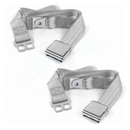 SafeTBoy Airplane 2 Point Gray Lap Bucket Seat Belt Kit with Bracketry & 2 Belts for 1968-1974 Chevy Nova