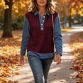 thumbnail image 3 of QATAINLAV Lapel Collar Long Sleeve Henley Shirt for Woman Turn Up Cuffs Waffle Knit Sweatshirt Going Out Tops, 3 of 10
