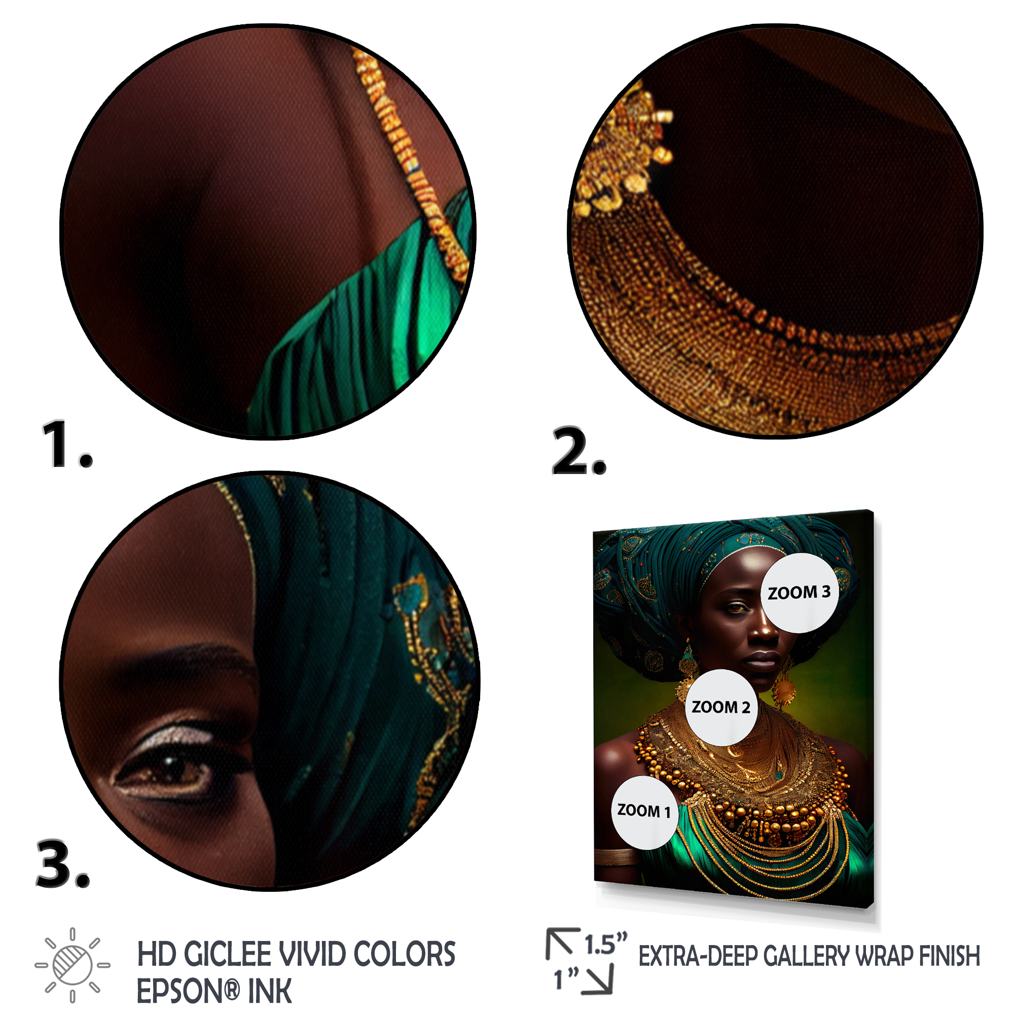 Designart Emerald Queen African Woman Under Moon II Canvas Wall Art