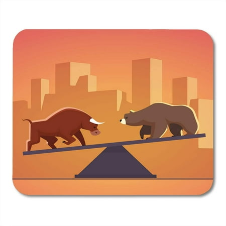 LADDKE Stock Market Bulls and Bears Battle Metaphor Exchange Trading City Downtown Sunset Modern Fat Mousepad Mouse Pad Mouse Mat 9x10 (Best Computer For Stock Market Trading)