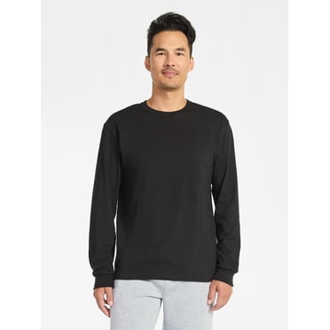 Athletic Works Men's and Big Men's Cotton Tee with Long Sleeves, Sizes S-3XL