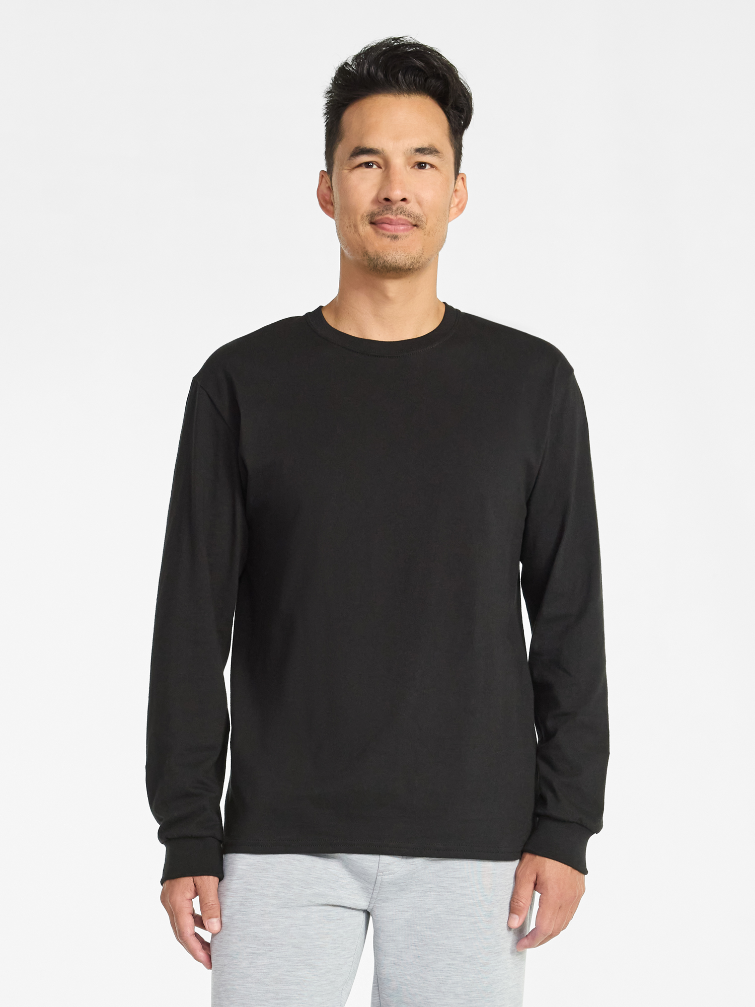 Athletic Works Men's and Big Men's Cotton Tee with Long Sleeves, Sizes S-3XL