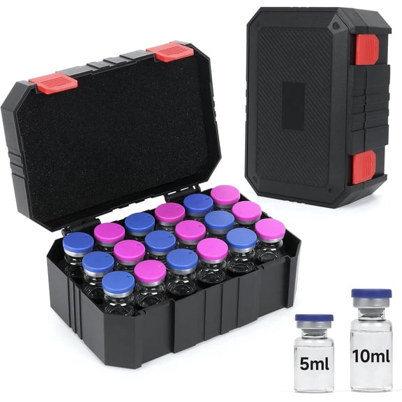 Peptide Case for Fridge, 18 Slot Organizer Holds 5-10ml Vials for Insulin, GLP-1, Peptides, Insulin Travel Case Peptide Storage Case Storage Holder (Case Only)