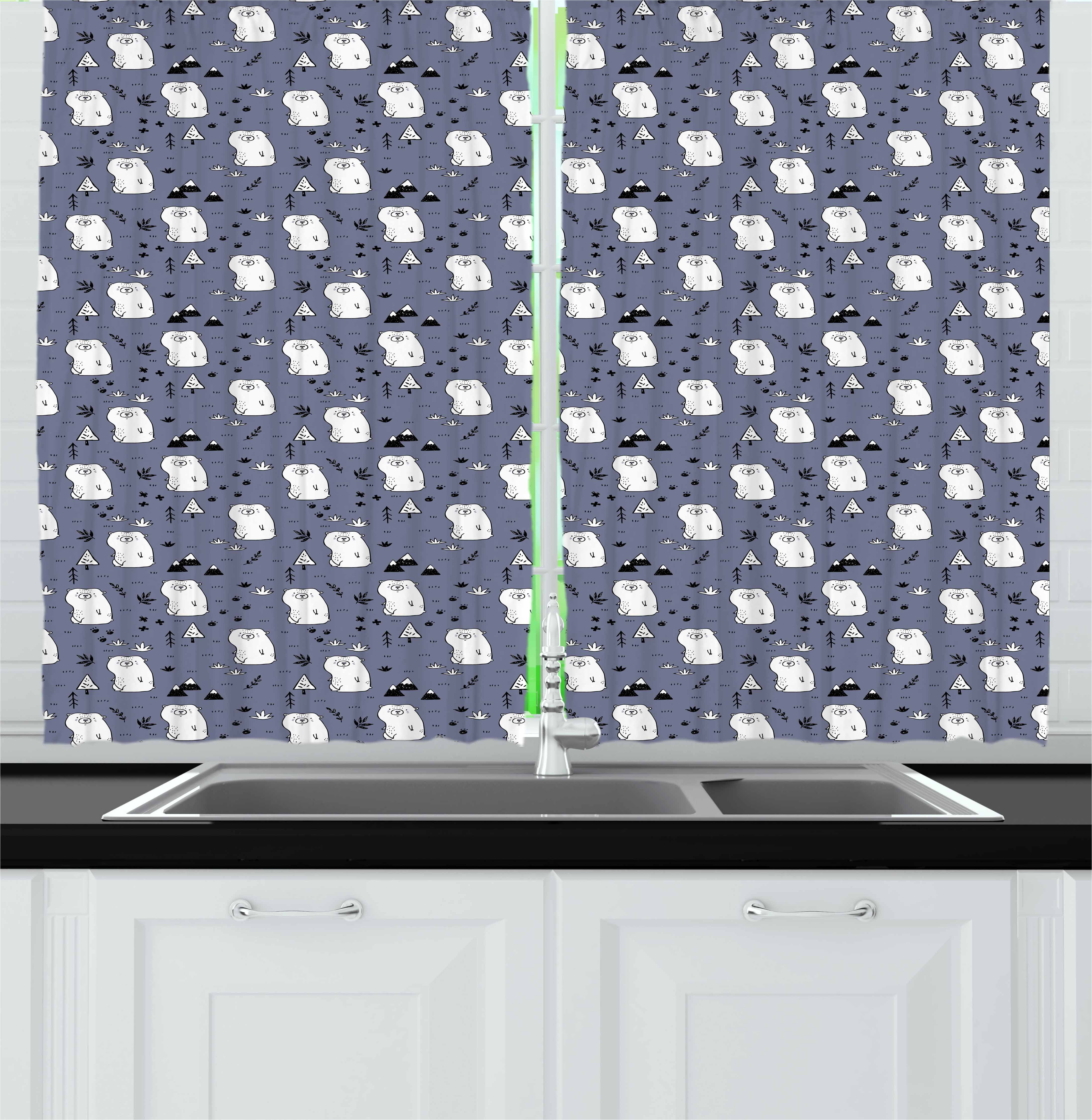 Polar Bear Curtains 2 Panels Set Bears With Mountains Foliage And