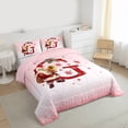 thumbnail image 4 of Manfei Teens Merry Christmas Bedding Comforter Set, Initial Letter G Twin Comforter Sets, Girly Pink Princess Cartoon Reversible Bedding Set, Microfiber Bedroom Decor, 2pcs, 4 of 9