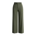 thumbnail image 4 of Tbopshirt Women's Dress Pants Work Pants High Waist Button Closure Straight Leg Solid Formal Suit Trousers with Side Pockets for Office Casual Wear,Army Green,S-XXL, 4 of 6