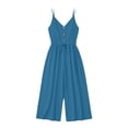 thumbnail image 5 of Tqcoqu Womens Jumpsuit Trendy Summer Casual Wide Leg Pants Sleeveless V Neck Elegant One Piece Outfit,Blue,Women's S-XXL, 5 of 5