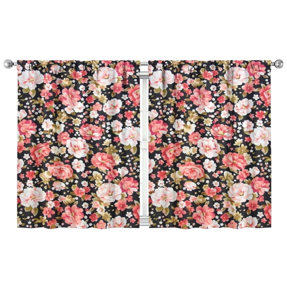 Timeless Floral Curtains 42x54 Inch, 2 Panels Blackout Drapes with Rod Pocket for Bedroom or Home Office