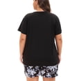 thumbnail image 5 of MUKVIK Plus Size Pajamas for Women Set, 2 Piece Womens Plus Size Short Sleeve V Neck Top and Shorts Pajama Sets with Pockets(Floral Black 2,4X), 5 of 8