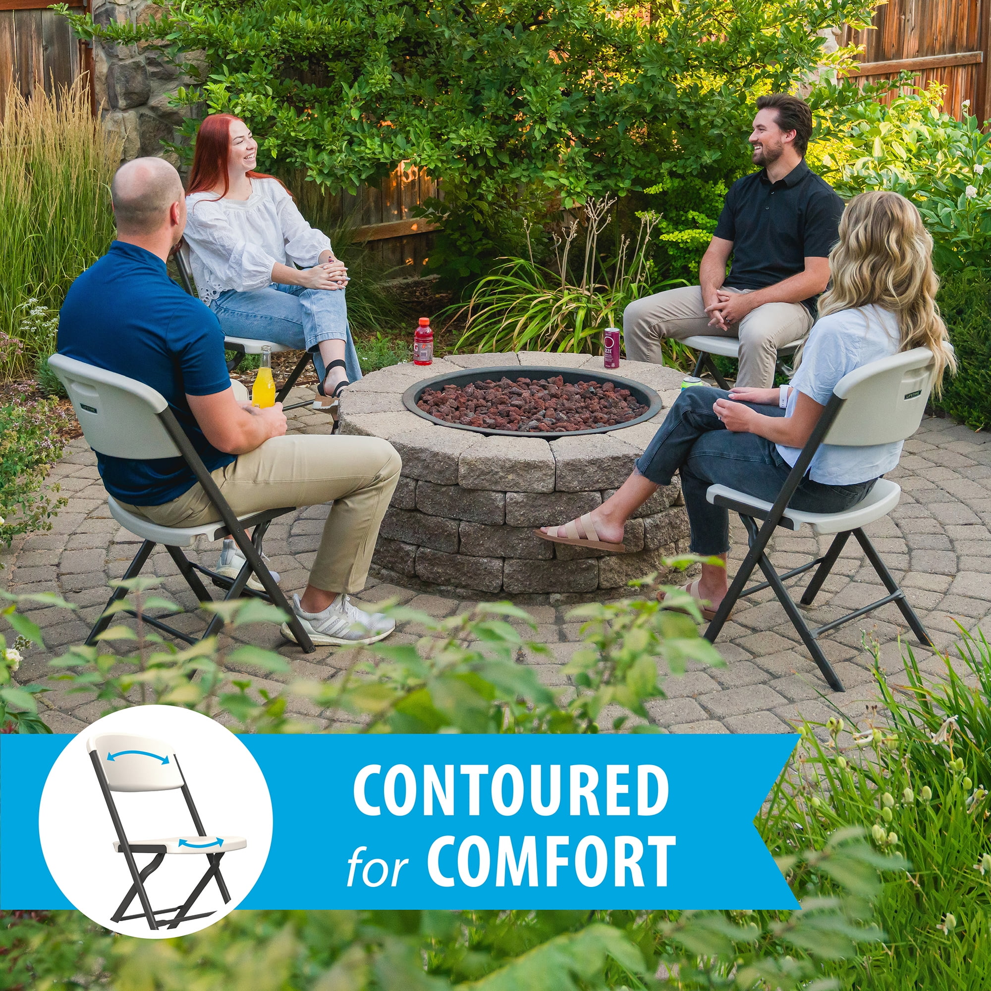 Lifetime Polyethylene Folding Chair - 4 Pack, Indoor/Outdoor (Commercial Grade)- Almond (81157)