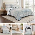 thumbnail image 6 of Twin Quilt Set 68''x86'', Blue Beige Farmhouse Lightweight Summer Bedspread Coverlet Set with 2 Pillow Shams, Vintage Wooden Striped Breathable All Season Quilt Bedding for Dorm/Bedroom, 6 of 9