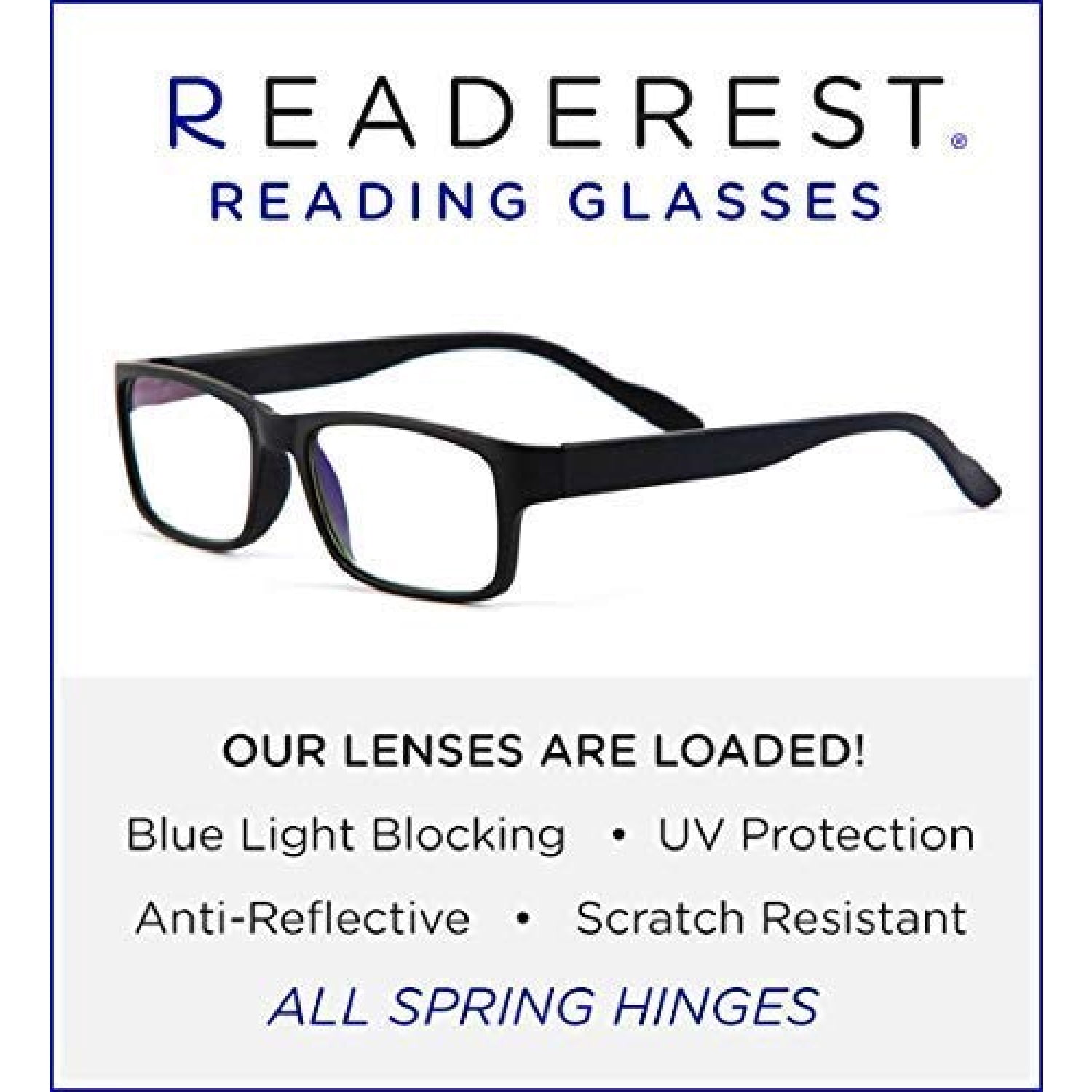 Readerest Blue Light Blocking Reading Glasses Black 275 Magnification