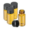 thumbnail image 1 of Uxcell 4 Pcs 5ml Frascos de Vidrio Marrón Pequeños con Tapa de Rosca Negra Graduada, 1 of 6
