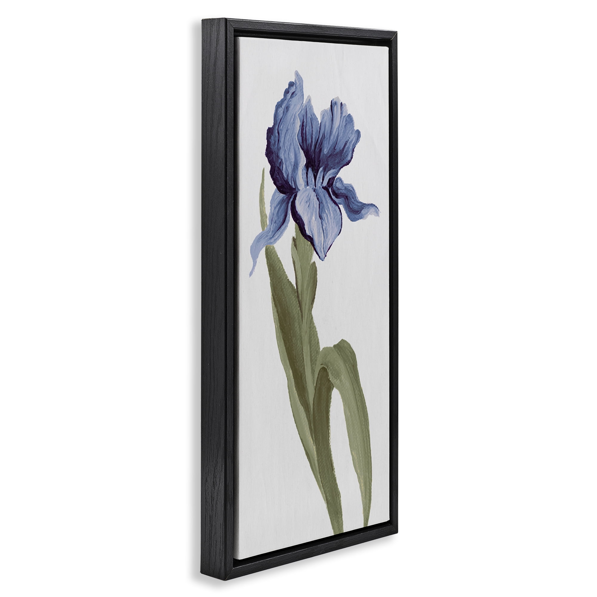 Stupell Industries Blooming Blue Iris Botanical & Floral Painting Black Floater Framed Art Print Wall Art, 15 x 31