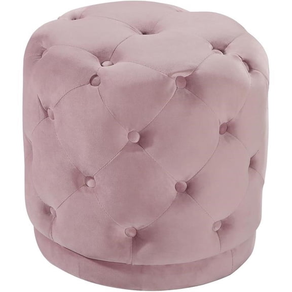 Maklaine Contemporary Velvet Ottoman/Stool in Pink