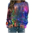 thumbnail image 2 of Uootdi Christmas Sweatshirts for Women Gift Christmas Trees Snowflake Snowman Reindeer Sequined Print Blouse Long Sleeve T Shi rts for Women, 2 of 7