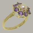 thumbnail image 3 of LBG British Made Classic Solid 18k Yellow Gold Cultured Pearl & Amethyst Womens Anniversary Ring - 33 size options - Size 5.25, 3 of 6