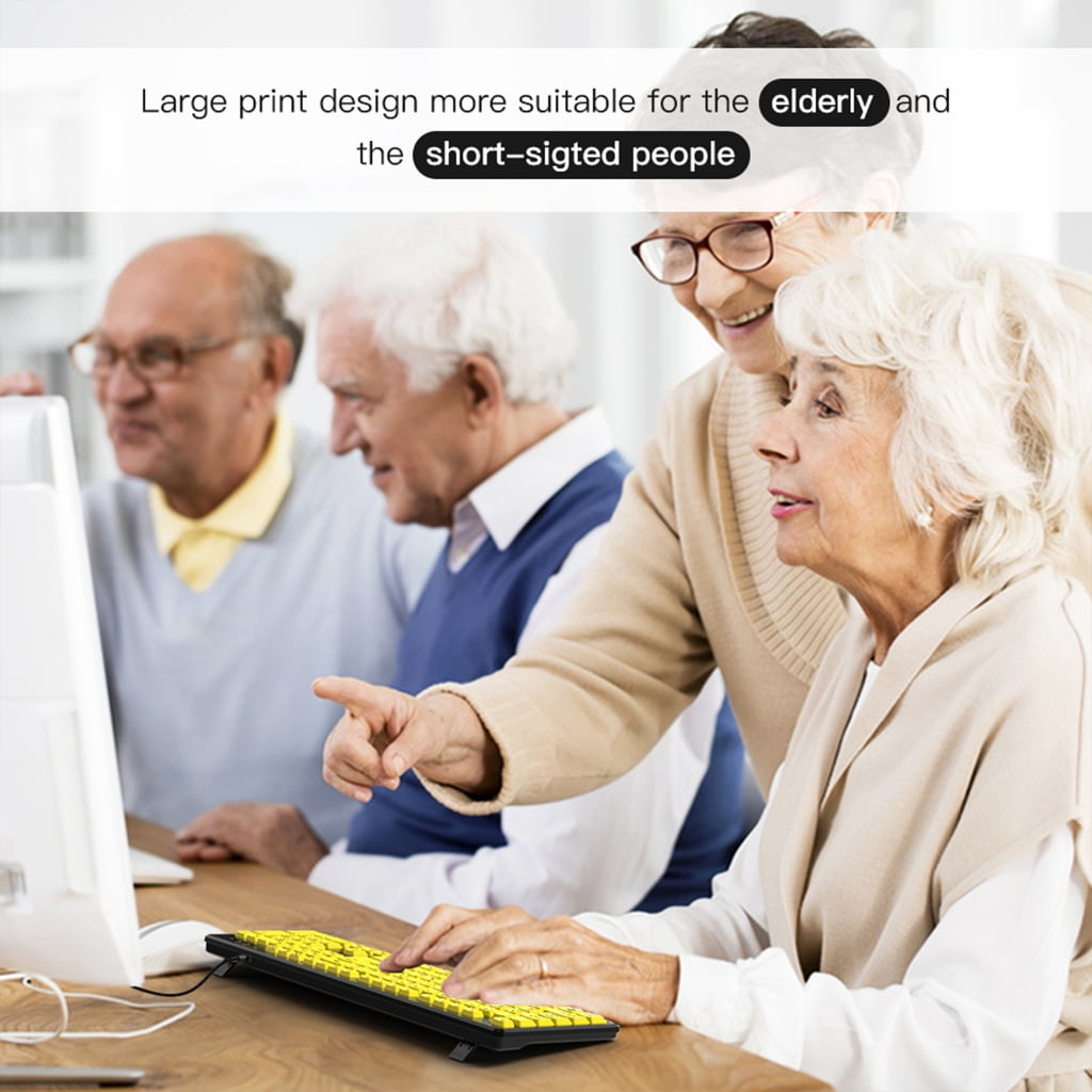 USB LED Keyboard 104Keys, Large Print Computer Keyboard Suitable for Elderly and Visually Perfect for Seniors Use