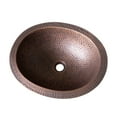 thumbnail image 2 of SINDA Antique Copper Oval Shape Bathroom Sink, 16 Gauge Thick, Hammered,Drop-In or Undermount with Pop-Up Drain, 2 of 6
