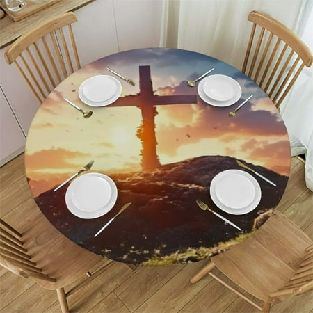 

Autua Sunset Round Tablecloth - Stain-Resistant & Washable - Ideal for Indoor and Outdoor Use - 100% Polyester Table Cover - Full Width Single-Sided Printing - Various Sizes Available 42 -46