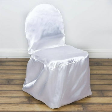 Efavormart 100 PCSWhite Glossy Satin Banquet Chair Covers, Reusable Elegant Chair Covers