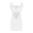 thumbnail image 4 of SMihono Women's Trendy Club Party Dress Solid Color Backless Ruched Bodycon Mini Dress for Women 2024 Sleeveless Crewneck Short Dress White 6, 4 of 4