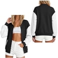 thumbnail image 3 of Auralook Women’s Color‑Block Raglan Sleeve Baseball Jacket Crew Neck Button Casual Outerwear with Side Pockets, 3 of 6