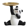 thumbnail image 1 of Estatua de panda con bandeja, figura de resina, regalo de inauguración de la casa, obra de arte, adorno de escritorio, linda escultura de panda para Bandeja de panda, 1 of 8
