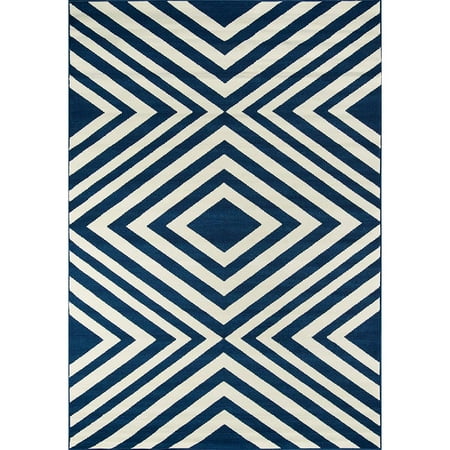 Momeni Baja Zig Zag Navy Indoor Outdoor Rug 3 11 X 5 7