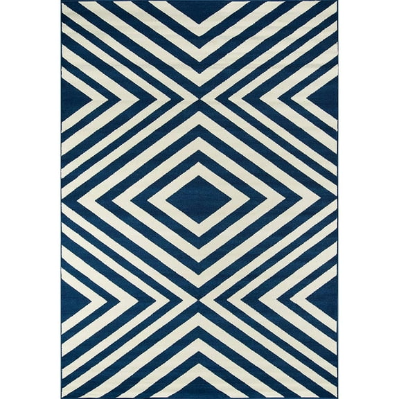 Momeni Baja Zig Zag Navy Indoor Outdoor Rug 3'11" X 5'7"