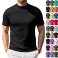thumbnail image 2 of Men's Mock Turtleneck Shirts Short Sleeve Casual Basic T-Shirts Solid Basic Tee （Black,2XL）, 2 of 7