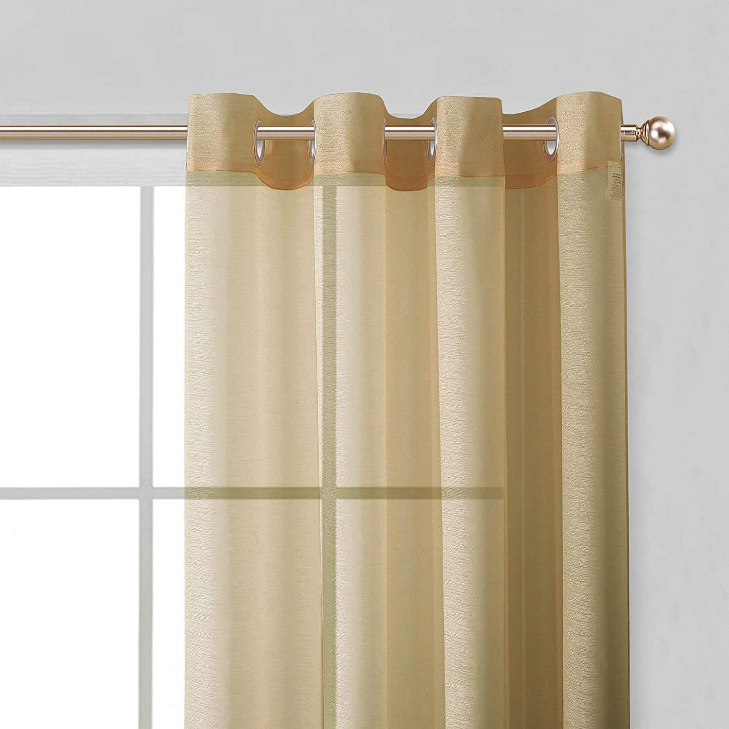 Dainty Home Malibu Textured Semi-Sheer Grommet Top Curtain Panel Pair, 108" x 84" In Coffee