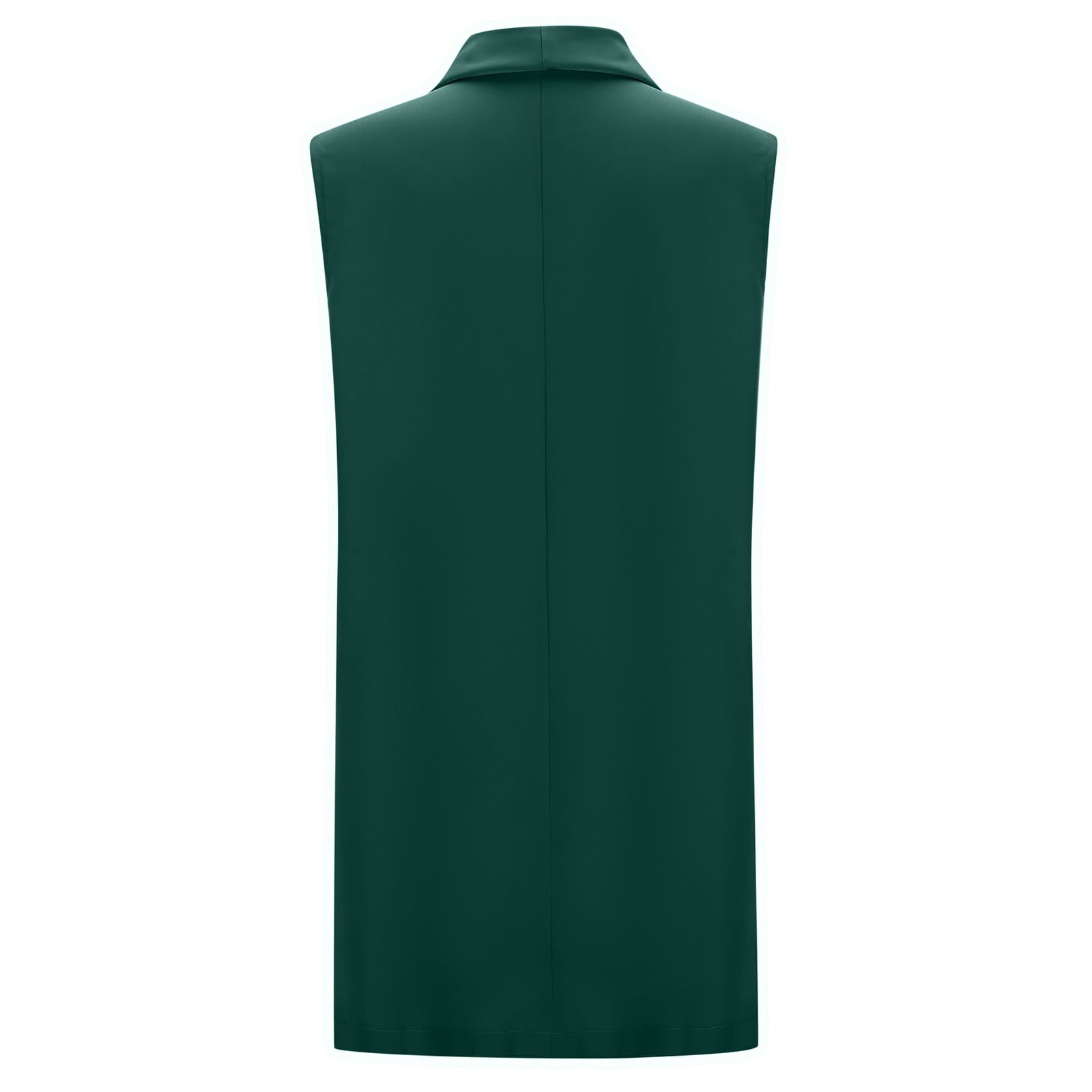 Womens Blazers Formal Sleeveless Solid Long Temperament Commuting Suit Vest Jacket Green XL - image 2