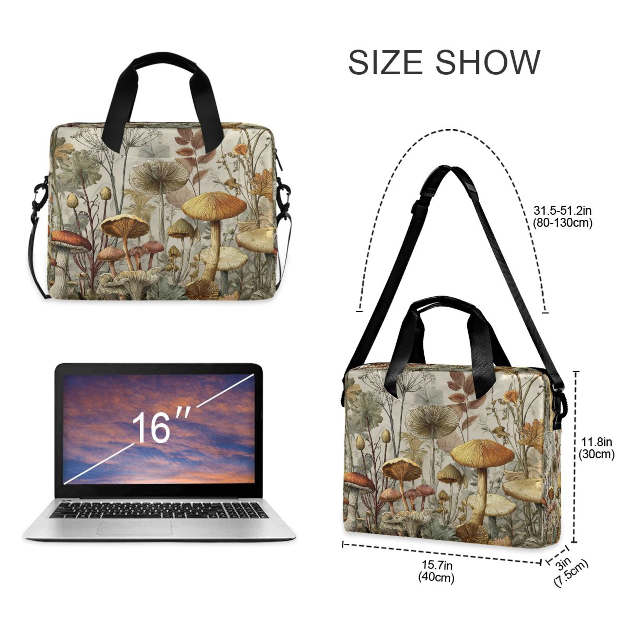 Laptop Bag Laptop Briefcase 15.7 x 3 x 11.8 Inches Laptop Bag Briefcases Laptop Storage Travel Laptop Bag Work Laptop Bag Gray Mushroom