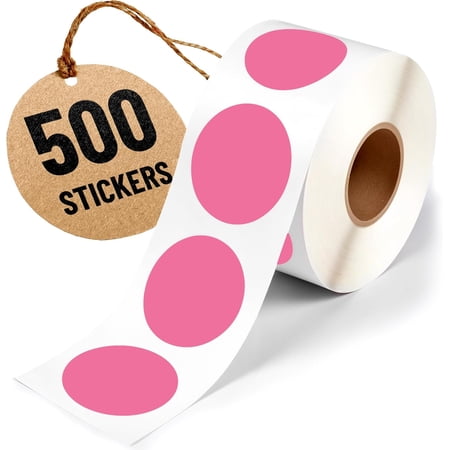 2 Inch Dot Matte Pink Color Code Labels for Color Coding and Organization, Round Coloured Easy to Peel, Strong Self Adhesive Dot Stickers, 500 Stickers Per Roll