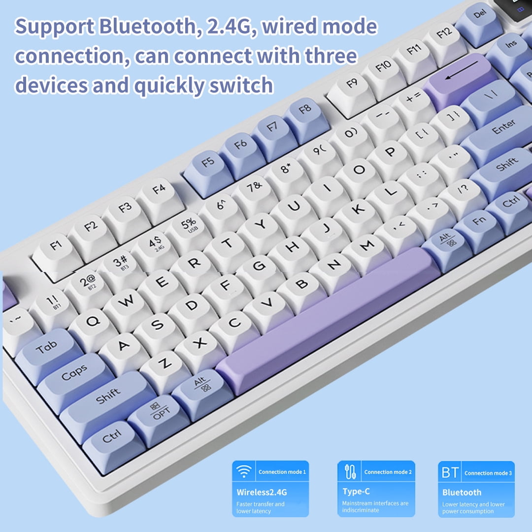 ITIGOITIE Tri - mode Bluetooth Wireless RGB Luminous Membrane Keyboard,Silent, Esports/Gaming/Office, Sea Salt Color