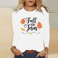 thumbnail image 2 of WREESH Thanksgiving Shirts for Women Long Sleeve V Neck T Shirts Letter Graphic Printed Tees Blouses Casual Fall Tops 2025 White, 2 of 5