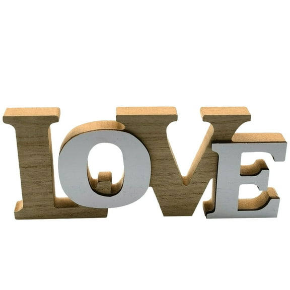 Fdelink Love Ornmentss Wooden Love Sign Rustic Wall Decor Freestanding Word Arts for Home Bedroom Living Room Decor White Tabletop Decoration Desktop Ornament