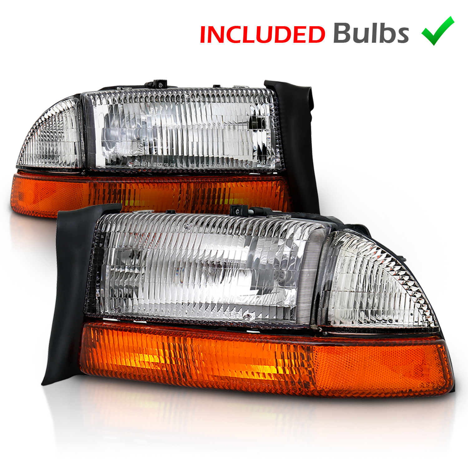 Uzooka Pair Of Headlights For 1998-2004 Dodge Dakota & 1998-2003 Dodge Durango