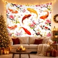 thumbnail image 3 of Koi Fish Swimming Among Cherry Blossoms with Pink Petals, Serene Japanese Inspired for Zen Decor Enthusiasts, Asian Wall Art, Housewarming Gift, Tapestry Wall Hanging for Bedroom and Living Room, 3 of 6