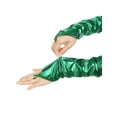thumbnail image 4 of INSPIRE CHIC Women's Metallic Shiny Fingerless Gloves with Finger Loop Arm Warmers for Party Disco One Size Green, 4 of 6