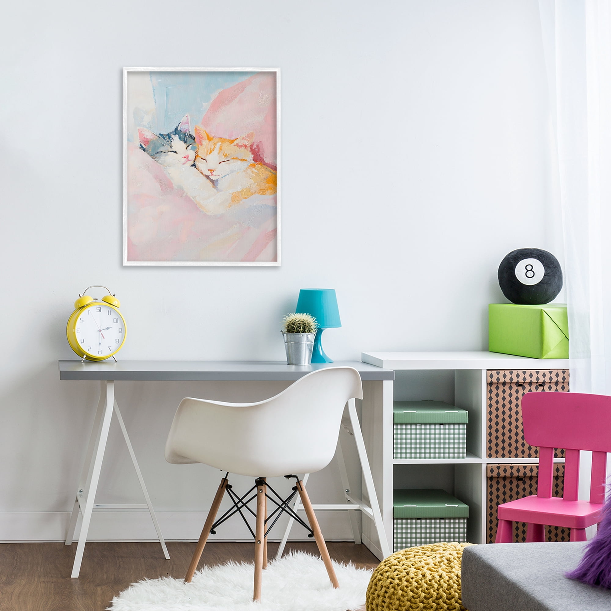 Stupell Industries Sleeping Kittens Embrace White Framed Giclee Art, design by The Prints Vibe