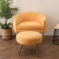 thumbnail image 2 of Accent Chair with Ottoman, Modern Velvet Upholstered Armchair with Gold Legs and Ergonomic Backrest Comfy Single Sofa Chair Lounge Chair Accent Chair for Living Room Bedroom, Yellow, 2 of 7