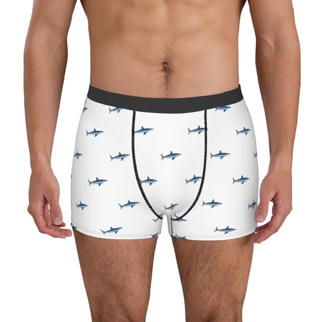 Balery Cute Shark Calzoncillos bóxer para hombre, ropa interior de algodón suave y transpirable con cinturilla de nailon-Large