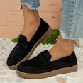 thumbnail image 5 of Wensltd Women's Loafers Slip On Flat Shoes Suede Upper Spring Autumn Daily Soft Walking Shoes Black, 5 of 9